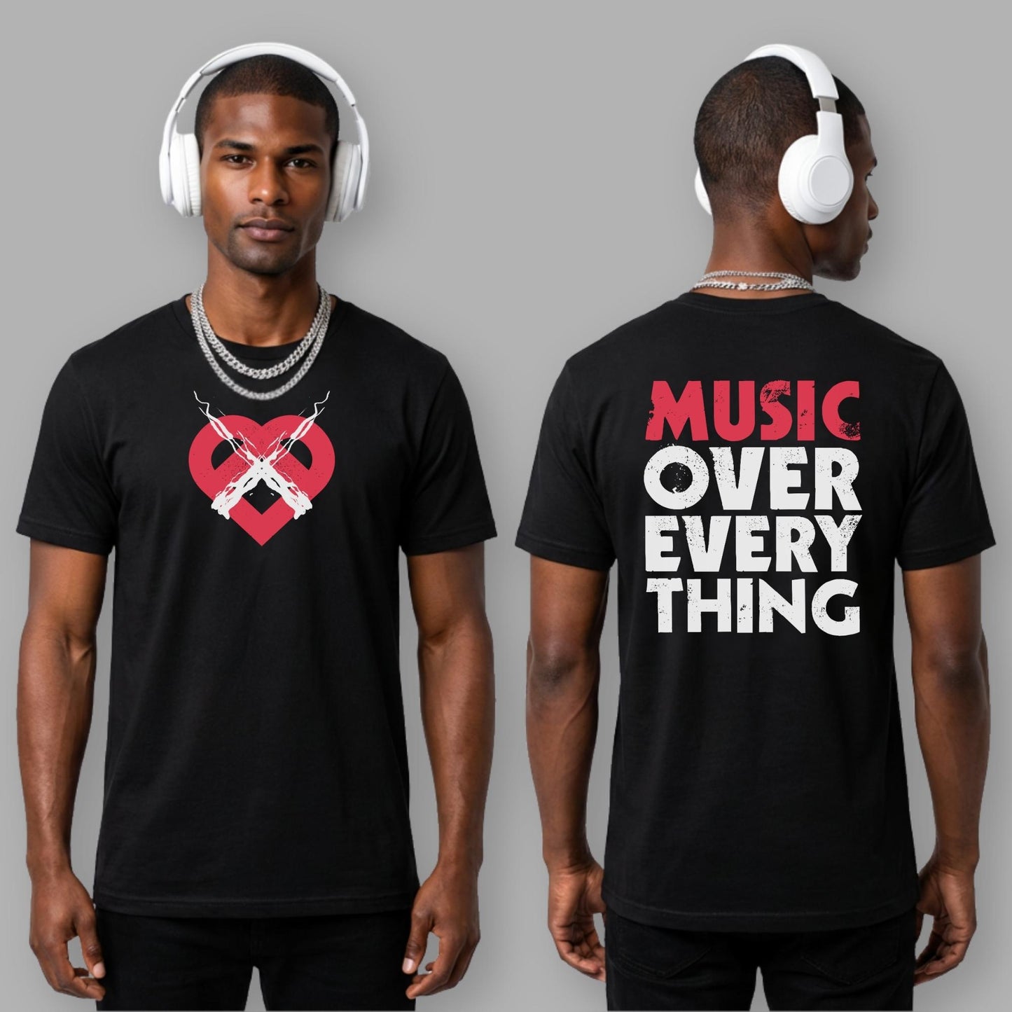Red Heart Music Over Everything Tee