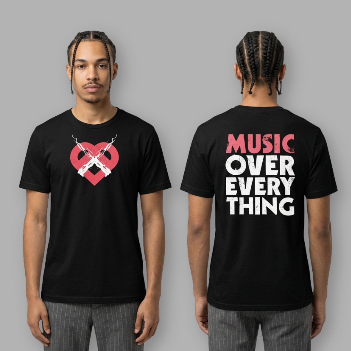 Red Heart Music Over Everything Tee