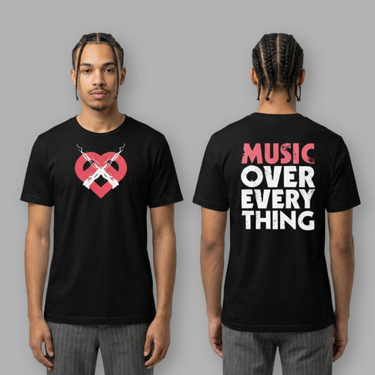 Red Heart Music Over Everything Tee